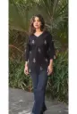 Black Hand-Embroidered Cotton Kurti for Women